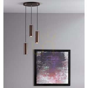 Rörformad taklampa, inklusive 3 st. GU10-LED-lampor (max.. 5 W), bok- och valnötsträ / svart metall / svart PVC-kabel, Ø 30 cm small 1
