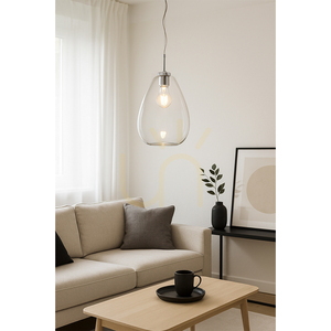 Piro taklampa, 1xE27, Max. 60 W, krommetall / genomskinlig PVC-sladd / genomskinlig glasskärm, Ø 25 cm small 1