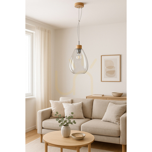 Piro taklampa, 1xE27, Max. 60 W, oljad ek / genomskinlig PVC-sladd / genomskinlig glasskärm, Ø 25 cm small 1