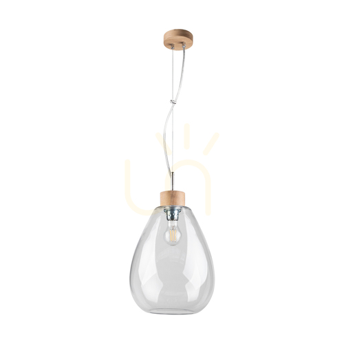 Kontrollera Piro taklampa, 1xE27, Max. 60 W, oljad ek / genomskinlig PVC-sladd / genomskinlig glasskärm, Ø 25 cm