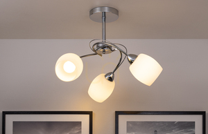 Taklampa Pisa, 3xE27, Max. 60 W, krommetall/vit glasskärm, Ø 58 cm small 3