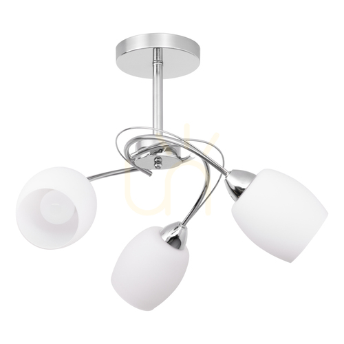 Kontrollera Taklampa Pisa, 3xE27, Max. 60 W, krommetall/vit glasskärm, Ø 58 cm