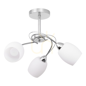 Taklampa Pisa, 3xE27, Max. 60 W, krommetall/vit glasskärm, Ø 58 cm small 0