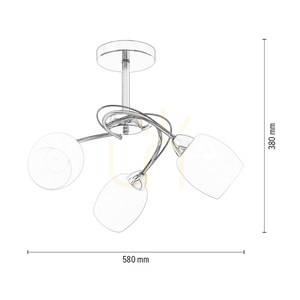 Taklampa Pisa, 3xE27, Max. 60 W, satinmetall/vit glasskärm, Ø 58 cm small 4