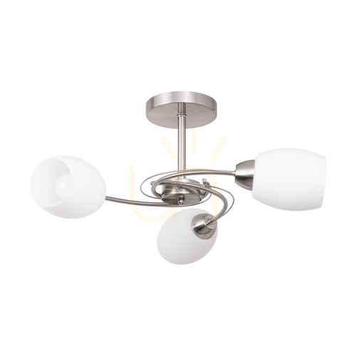 Kontrollera Taklampa Pisa, 3xE27, Max. 60 W, satinmetall/vit glasskärm, Ø 58 cm