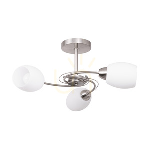 Taklampa Pisa, 3xE27, Max. 60 W, satinmetall/vit glasskärm, Ø 58 cm small 0