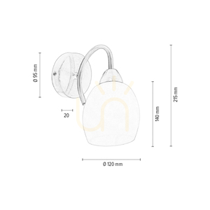 Pisa vägglampa 1xE27 Max. 60 W, satinmetall/vit glasskärm, 21,5 cm small 3