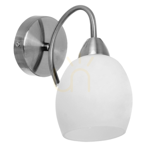 Pisa vägglampa 1xE27 Max. 60 W, satinmetall/vit glasskärm, 21,5 cm small 0