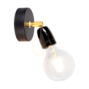 Porcia vägglampa 1xE27 Max. 25 W, svart-guld metall/svart keramik, 13 cm small 1