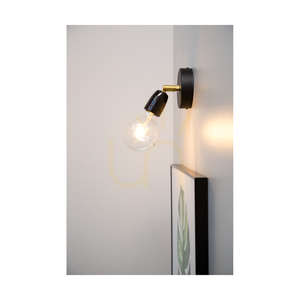 Porcia vägglampa 1xE27 Max. 25 W, svart-guld metall/svart keramik, 13 cm small 2