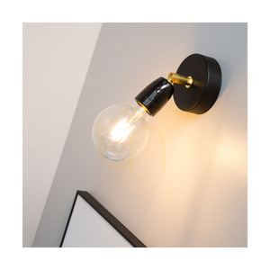 Porcia vägglampa 1xE27 Max. 25 W, svart-guld metall/svart keramik, 13 cm small 3