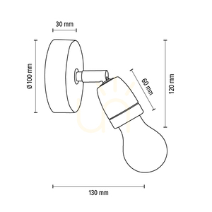 Porcia vägglampa 1xE27 Max. 25 W, svart-guld metall/svart keramik, 13 cm small 4