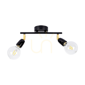 Porcia taklampa, 2xE27, Max. 25 W, svart-guldfärgad metall/svart keramik, 30 cm small 0