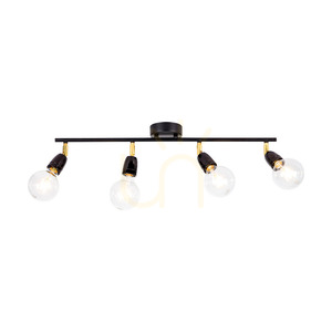 Porcia taklampa, 4xE27, Max. 25 W, svart-guldfärgad metall/svart keramik, 68 cm small 1