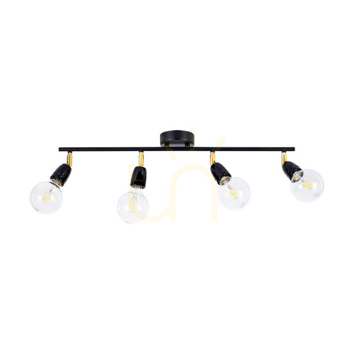 Kontrollera Porcia taklampa, 4xE27, Max. 25 W, svart-guldfärgad metall/svart keramik, 68 cm