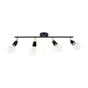 Porcia taklampa, 4xE27, Max. 25 W, svart-guldfärgad metall/svart keramik, 68 cm small 0