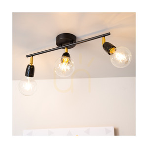 Porcia taklampa, 3xE27, Max. 25 W, svart-guldfärgad metall/svart keramik, 45 cm small 4