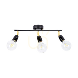 Porcia taklampa, 3xE27, Max. 25 W, svart-guldfärgad metall/svart keramik, 45 cm small 0