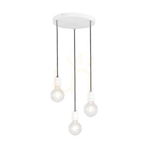 Porcia taklampa, 3xE27, Max. 60 W, vit metall/antracitfärgad flätad kabel/vit keramik, Ø 30 cm small 1