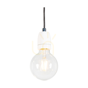 Porcia taklampa, 3xE27, Max. 60 W, vit metall/antracitfärgad flätad kabel/vit keramik, Ø 30 cm small 2