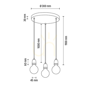 Porcia taklampa, 3xE27, Max. 60 W, vit metall/antracitfärgad flätad kabel/vit keramik, Ø 30 cm small 4