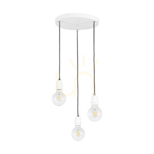 Porcia taklampa, 3xE27, Max. 60 W, vit metall/antracitfärgad flätad kabel/vit keramik, Ø 30 cm small 0