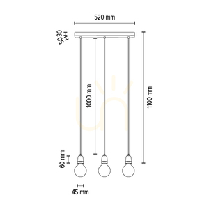 Porcia taklampa, 3xE27, Max. 60 W, vit metall/antracitfärgad flätad kabel/vit keramik, 52 cm small 4