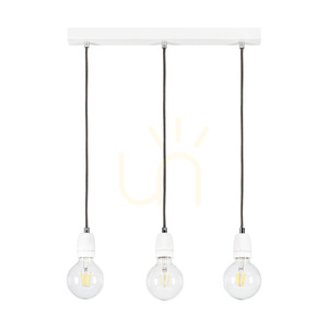 Porcia taklampa, 3xE27, Max. 60 W, vit metall/antracitfärgad flätad kabel/vit keramik, 52 cm small 0