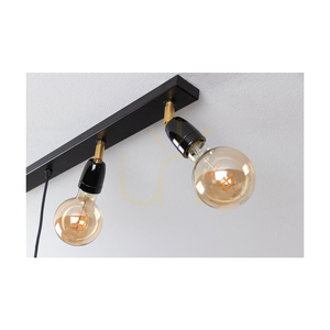 Porcia taklampa, 4xE27, Max. 25 W, svart-guldfärgad metall/svart flätad kabel/svart keramik, 75 cm small 2
