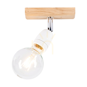 Porcia vägglampa i trä, 1xE27 max. 25 W, oljad ek/krommetall/vit keramik, 13 cm small 1