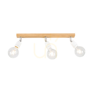 Porcia taklampa i trä, 3xE27, Max. 25 W, oljad ek/krommetall/vit keramik, 52 cm small 1