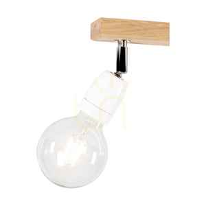 Porcia taklampa i trä, 3xE27, Max. 25 W, oljad ek/krommetall/vit keramik, 52 cm small 2