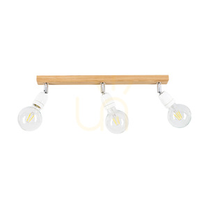 Porcia taklampa i trä, 3xE27, Max. 25 W, oljad ek/krommetall/vit keramik, 52 cm small 0