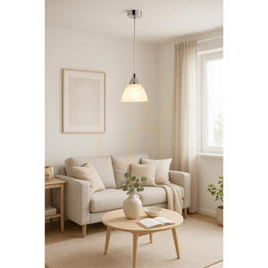 Prahas taklampa, 1xE14, Max. 40 W, krommetall / genomskinlig PVC-sladd / vit glasskärm, Ø 14 cm small 2