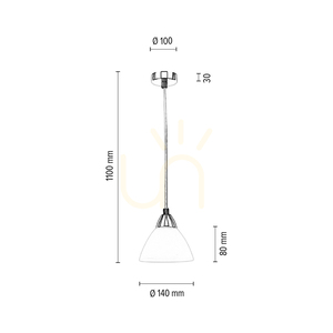 Prahas taklampa, 1xE14, Max. 40 W, krommetall / genomskinlig PVC-sladd / vit glasskärm, Ø 14 cm small 3