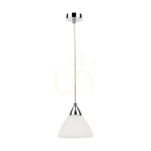 Kontrollera Prahas taklampa, 1xE14, Max. 40 W, krommetall / genomskinlig PVC-sladd / vit glasskärm, Ø 14 cm