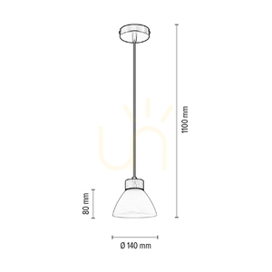 Prahas taklampa, 1xE14, Max. 40 W, oljad ek/svart metall/svart PVC-sladd/vit glasskärm, Ø 14 cm small 2