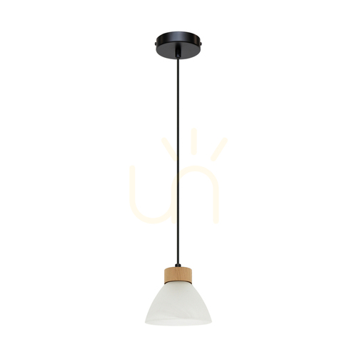 Kontrollera Prahas taklampa, 1xE14, Max. 40 W, oljad ek/svart metall/svart PVC-sladd/vit glasskärm, Ø 14 cm