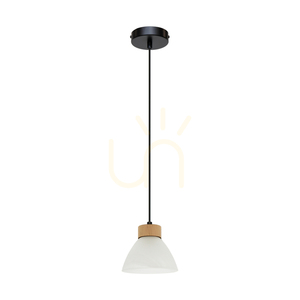 Prahas taklampa, 1xE14, Max. 40 W, oljad ek/svart metall/svart PVC-sladd/vit glasskärm, Ø 14 cm small 0