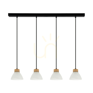 Prahas taklampa 4xE14 Max. 40 W, oljad ek/svart metall/svart PVC-sladd/vit glasskärm, 75 cm small 0