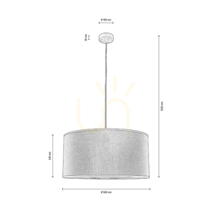 Prata taklampa, 1xE27, Max. 60 W, krommetall / genomskinlig PVC-sladd / silverfärgad lampskärm, Ø 50 cm small 4