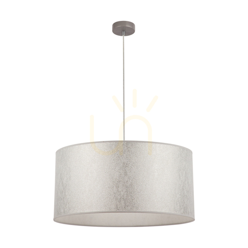 Kontrollera Prata taklampa, 1xE27, Max. 60 W, grå metall / genomskinlig PVC-sladd / silverfärgad lampskärm, Ø 50 cm