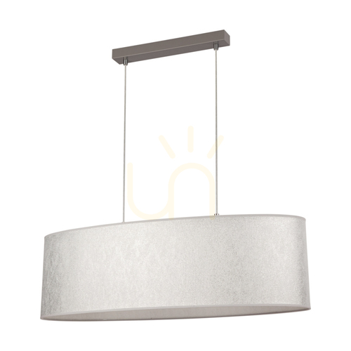 Kontrollera Prata taklampa, 2xE27, Max. 40 W, grå metall/genomskinlig PVC-sladd/silverfärgad lampskärm, 80 cm
