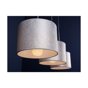 Prata taklampa, 3xE27, Max. 40 W, grå metall/genomskinlig PVC-sladd/silverfärgad lampskärm, 100 cm small 3
