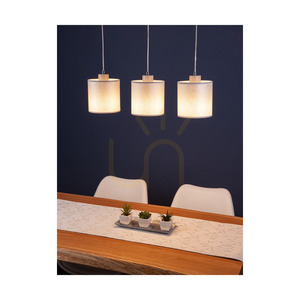 Prata taklampa, 3xE27, Max. 25 W, grå metall/genomskinlig PVC-sladd/silverfärgad lampskärm, 52 cm small 2