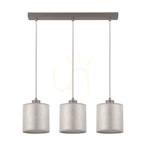 Prata taklampa, 3xE27, Max. 25 W, grå metall/genomskinlig PVC-sladd/silverfärgad lampskärm, 52 cm small 0
