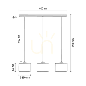 Prata taklampa, 3xE27, Max. 40 W, krommetall / genomskinlig PVC-sladd / silverfärgad lampskärm, 100 cm small 4