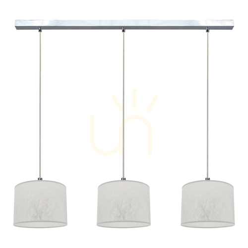 Kontrollera Prata taklampa, 3xE27, Max. 40 W, krommetall / genomskinlig PVC-sladd / silverfärgad lampskärm, 100 cm