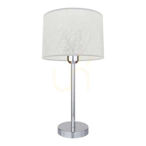 Kontrollera Prata bordslampa, 1xE27, Max. 40 W, krommetall / genomskinlig PVC-sladd / silverfärgad lampskärm, Ø 25 cm