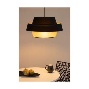 Preto Gold taklampa, 1xE27, Max. 60 W, svart metall/svart flätad sladd/svart och guldfärgad lampskärm, Ø 55 cm small 2